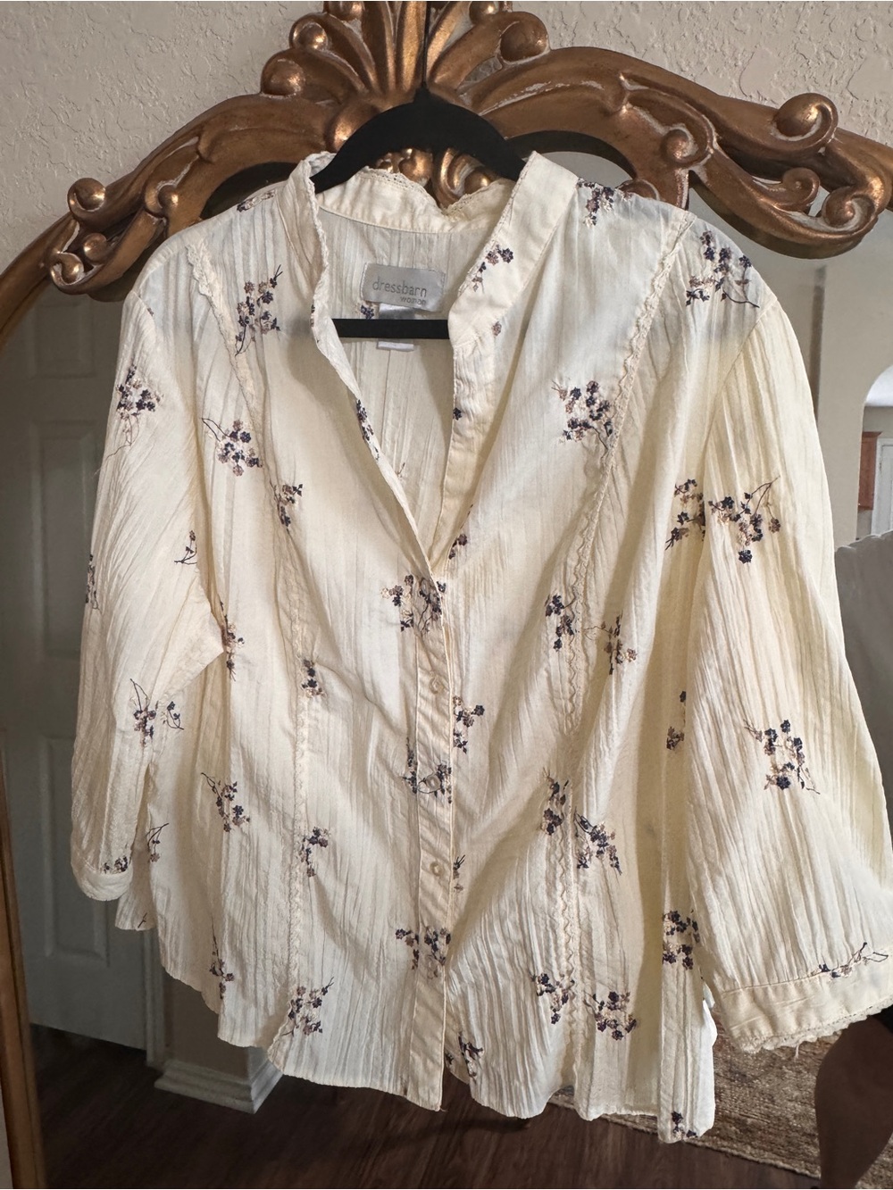 Dress Barn Boho Floral Embroidered Blouse Size 2X - Picture 3 of 5